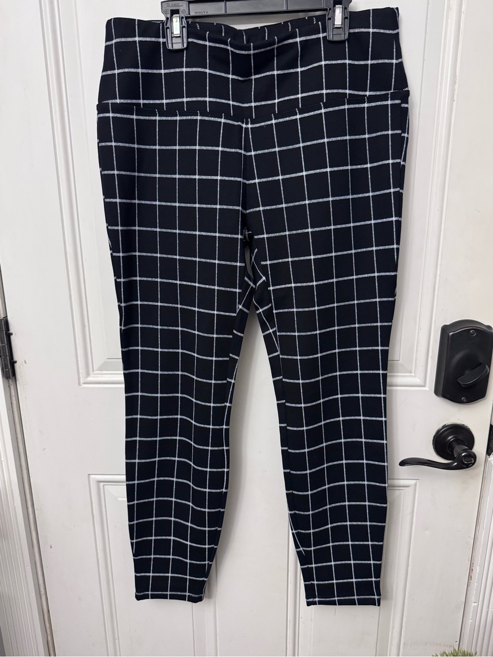 Women’s Westbound Black Windowpane Ponte Skinny Ankle Pants Large
